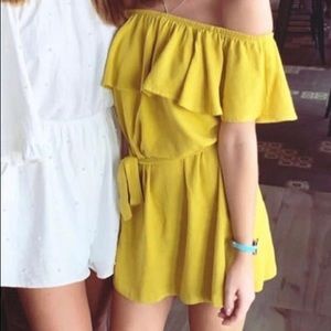 Yellow strapless mini dress forever 21 small